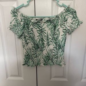 Tropical Off the Shoulder Crop Top